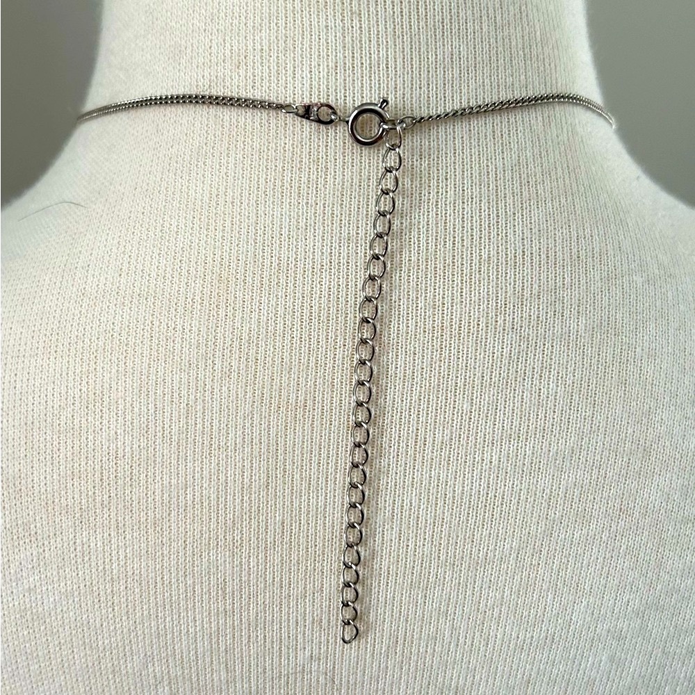 Silver Tone Metal & Rhinestone Necklace - Picture 4 of 4
